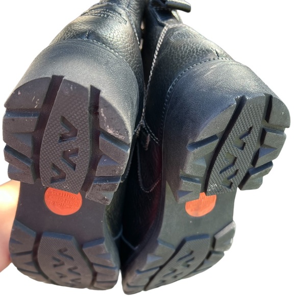 HARLEY DAVIDSON LEATHER LACEUP BLACK BOOTS WITH SIDE ZIPPER SIZE 9.5. 2” HEEL - Picture 7 of 9